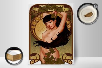 Panneau en bois Pin Up 30x40cm femme sexy fille lierre piercing 2