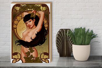 Panneau en bois Pin Up 30x40cm femme sexy fille lierre piercing 3