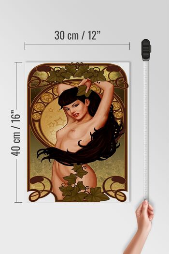 Panneau en bois Pin Up 30x40cm femme sexy fille lierre piercing 4