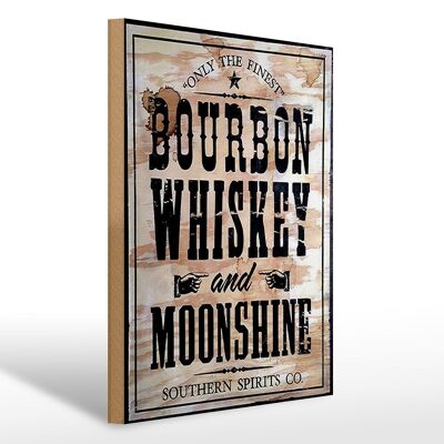 Cartel de madera 30x40cm Whisky Bourbon sólo los mejores