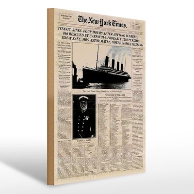 Giornale in legno 30x40 cm New York Times Titanic affonda