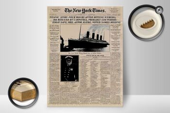 Panneau en bois journal 30x40cm New York Times Titanic éviers 2
