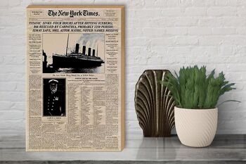 Panneau en bois journal 30x40cm New York Times Titanic éviers 3