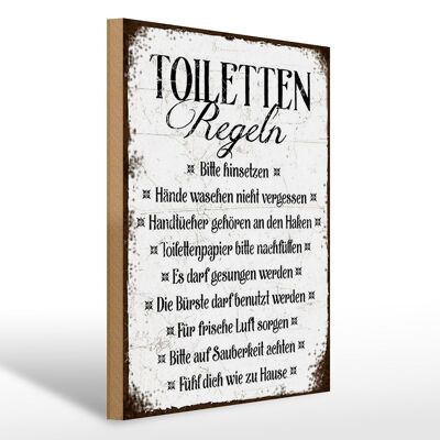 Holzschild Spruch 30x40cm Toiletten Regel bitte hinsetzen