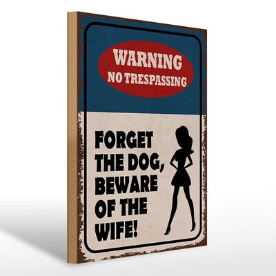 Letrero de madera que dice 30x40cm advertencia de no traspasar Dog Wife
