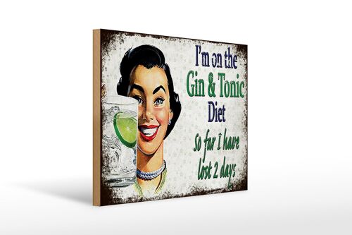 Holzschild Spruch 40x30cm I´m on the Gin & Tonic Diet