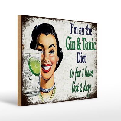 Holzschild Spruch 40x30cm I´m on the Gin & Tonic Diet