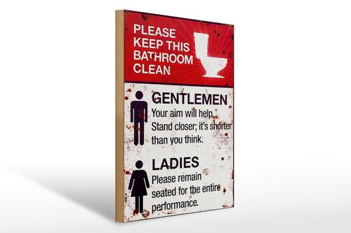 Holzschild Spruch 30x40cm Gentlemen Ladies WC Toilette