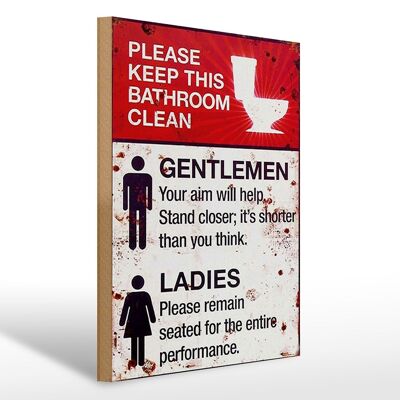 Holzschild Spruch 30x40cm Gentlemen Ladies WC Toilette