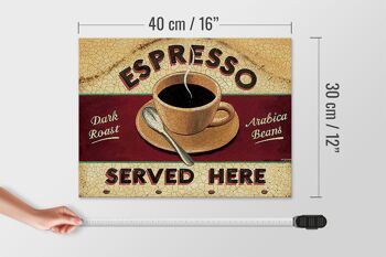 Panneau en bois indiquant 40x30cm Espresso servi ici rôti foncé 4