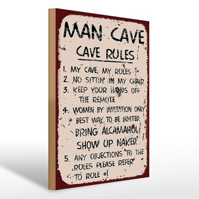 Holzschild Spruch 30x40cm Man cave my cave my rules