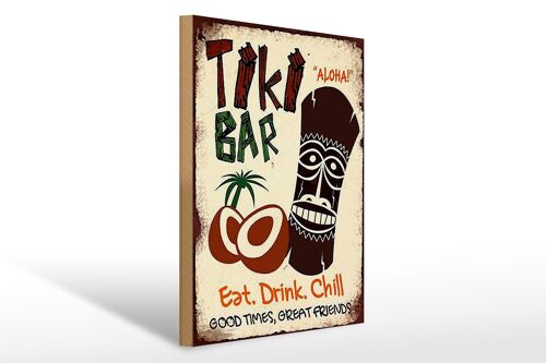 Holzschild Spruch 30x40cm TIKI Bar Aloha eat drink chill