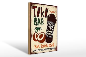 Panneau en bois indiquant 30x40cm TIKI Bar Aloha eat drink chill 1