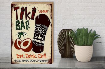 Panneau en bois indiquant 30x40cm TIKI Bar Aloha eat drink chill 3