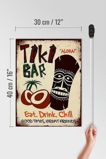 Panneau en bois indiquant 30x40cm TIKI Bar Aloha eat drink chill 4