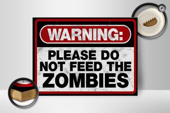 Panneau en bois disant 40x30cm avertissement s'il vous plaît, ne faites pas de zombies 2