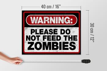 Panneau en bois disant 40x30cm avertissement s'il vous plaît, ne faites pas de zombies 4