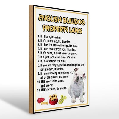 Holzschild Spruch 30x40cm english bulldog property laws