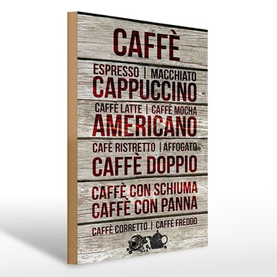Cartel de madera Caffee 30x40cm Caffe espresso capuccino latte