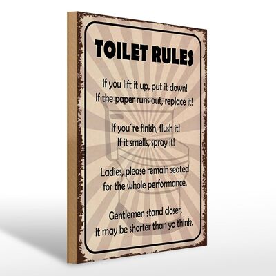 Holzschild Spruch 30x40cm toilet rules if you lift it Up