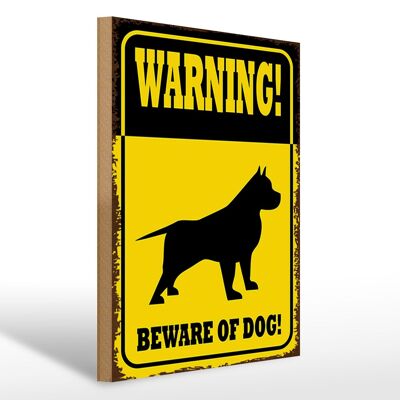 Holzschild Spruch 30x40cm Hund Warning beware of dog