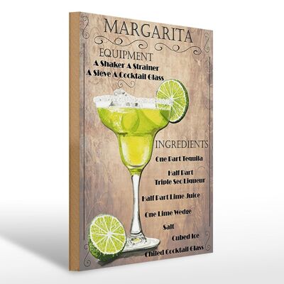 Holzschild 30x40cm Margarita Equipment ingredients beige Schild