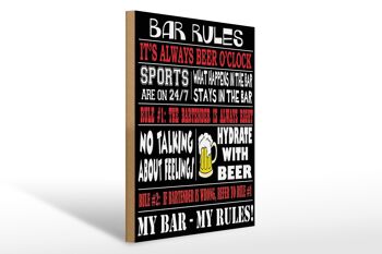 Panneau en bois disant 30x40cm Bar règles bière mon bar mes règles 1
