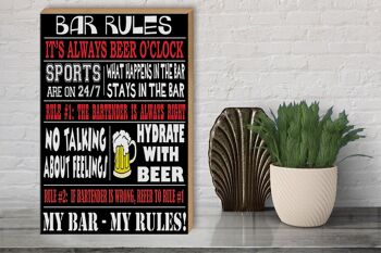 Panneau en bois disant 30x40cm Bar règles bière mon bar mes règles 3