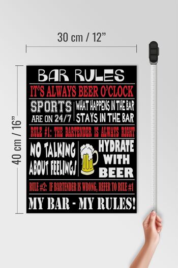 Panneau en bois disant 30x40cm Bar règles bière mon bar mes règles 4