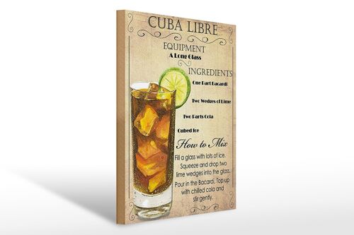 Holzschild 30x40cm Cuba Libre Equipment ingredient