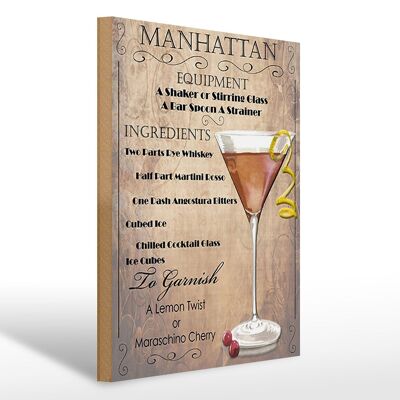 Cartel de madera 30x40cm Manhattan Equipo ingredientes