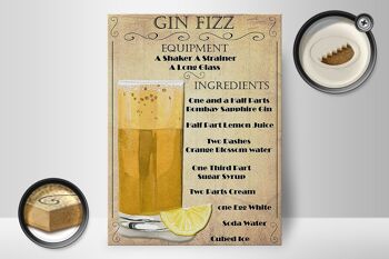 Panneau en bois 30x40cm Gin Fizz Equipment ingrédients panneau beige 2