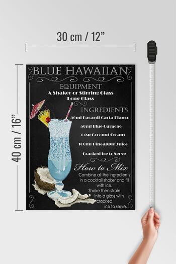 Panneau en bois 30x40cm bleu ingrédients hawaïens 4