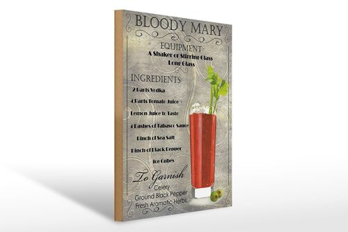 Holzschild 30x40cm bloody mary Cocktail ingredient