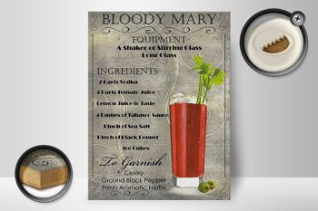 Panneau en bois 30x40cm ingrédient cocktail bloody mary 2