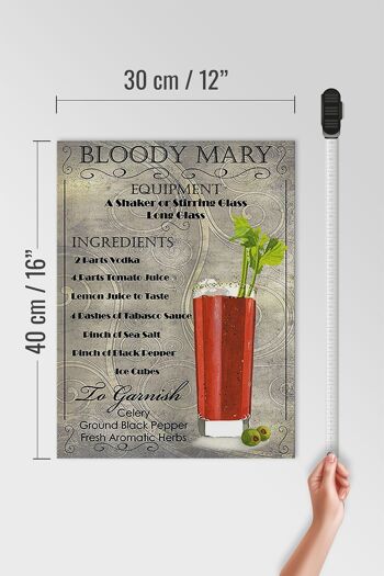 Panneau en bois 30x40cm ingrédient cocktail bloody mary 4