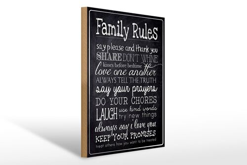 Holzschild Spruch 30x40cm Family Rules say please