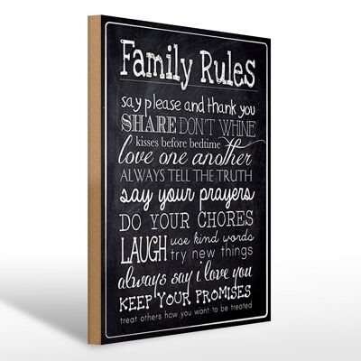 Holzschild Spruch 30x40cm Family Rules say please