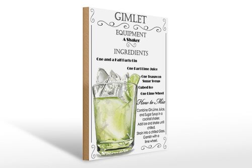 Holzschild 30x40cm Gimlet Equipment ingredients