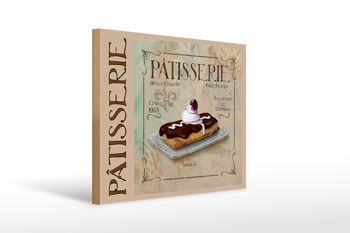 Panneau en bois indiquant Gâteau éclair 40x30cm Pâtisserie Paris 1