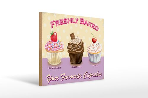 Holzschild Spruch 40x30cm baked your favourite cupcakes