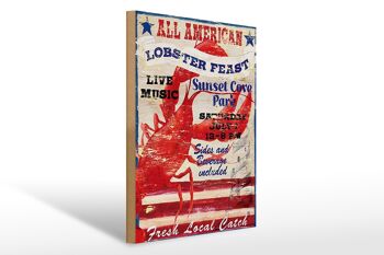 Panneau en bois indiquant 30x40cm, musique de fête du homard américain 1