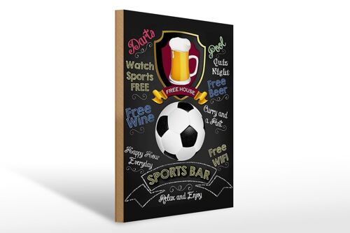 Holzschild Spruch 30x40cm sports bar free wine darts pool