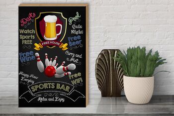Panneau en bois indiquant 30x40cm bar sportif bière détendez-vous et profitez du bowling 3