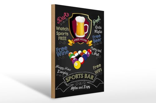 Holzschild Spruch 30x40cm sports bar Beer Bier relax enjoy