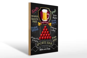 Panneau en bois indiquant 30x40cm bar sportif WIFI gratuit bière gratuite 1