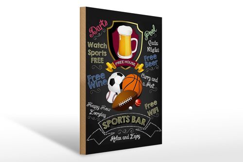 Holzschild Spruch 30x40cm sports bar happy hour Beer darts