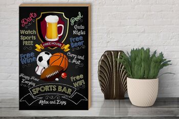 Panneau en bois indiquant 30x40cm bar sportif happy hour fléchettes de bière 3