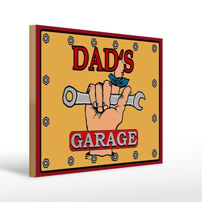Cartello in legno con scritta "garage di papà" 40x30 cm "officina di papà".
