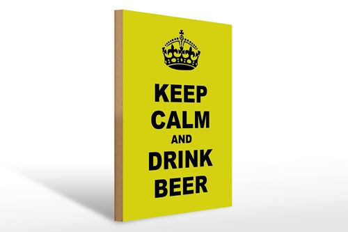 Holzschild Spruch 30x40cm keep calm and drink beer